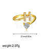Brass Micro Pave Clear Cubic Zirconia Cuff Open Rings FS-WGF859A-08-1