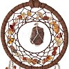 Iron Gemstone Woven Web/Net with Feather Pendant Decorations AJEW-A047-01-3