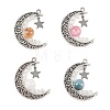 4Pcs 4 Styles Heated Natural Citrine & Apatite & Rainbow Moonstone & Dyed Green Jade Pendants PALLOY-TA00427-1