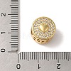 Flat Round with Heart Pattern Rack Plating Brass Micro Pave Cubic Zirconia European Beads KK-G511-03G-3