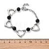 201 Stainless Steel Heart Link Chain Bracelets BJEW-B078-177P-01-3