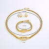Stainless Steel Cubic Zirconia Oval Bracelets & Earrings & Necklaces Sets PU5171-2-2