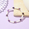 Natural Amethyst & Cultured Freshwater Pearl Beaded Bracelets BJEW-JB14045-03-1