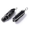 Natural Black Agate Big Wire Wrapped Pointed Pendants G-T133-P02A-2