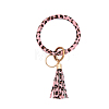 Leopard Print Pattern PU Imitaition Leather Bangle Keychains KEYC-PW0009-08B-1