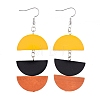 Semicircle Wood Dangle Earrings EJEW-JE03892-2