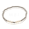 Brass Beaded Stretch Bracelets for Women BJEW-U018-01P-4