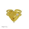 Brass Pave Clear Cubic Zirconia Cuff Open Rings WGDC6FB-01-1