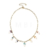 Natural Mixed Stone Chip and Pearl Tassel 304 Stainless Steel Paperclip Chain Necklaces for Women NJEW-JN06528-01-2