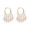 Natural Pearl Dangle Hoop Earrings EJEW-JE04794-02-2