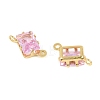 Brass Pave Cubic Zirconia Rectangle Connector Charms KK-P347-05G-4