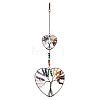 7 Chakra Heart Tree of Life Brass & Natural & Synthetic Gemstone Beads Hanging Ornament G-H359-01R-01-1