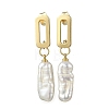 Brass Dangle Stud Earrings with Natural Keshi Pearl EJEW-JE06985-3