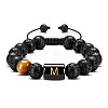 Natural Tiger Eye & Lava Rock Round Beads Adjustable  Bracelets TV6214-13-1