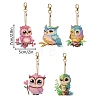 5Pcs DIY Diamond Painting Owl Keychain Kits PW-WG45147-01-4