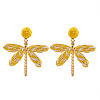 Alloy & Raffia Dangle Stud Earrings FS-WGCB008-04-1