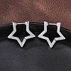 Non-Tarnish 304 Stainless Steel Star Huggie Hoop Earrings X-STAS-H156-05P-4
