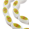 Printing Glass Oval Beads for Necklaces Bracelets Making GLAA-B020-01A-03-4