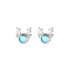 925 Sterling Silver Clear Cubic Zirconia Deer Head Stud Earrings FS-WG3413F-01-1