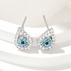 Brass Micro Pave Clear Cubic Zirconia Stud Earrings EJEW-A128-02P-1