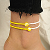 2Pcs Yin-yang Polymer Clay Glass Seed Beaded Stretch Anklet Sets for Women FS-WG3863F-03-1