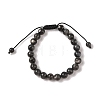 8mm Round Natural Larvikite Braided Bead Bracelets BJEW-C067-01B-07-2