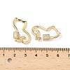 Brass Micro Pave Clear Cubic Zirconia Screw Carabiner Lock Charms LS-KK-Z118-06G-06-3