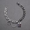 Two Tone Peace Symbol & Quote Charm Bracelets FS-WGFBFF4-02-2