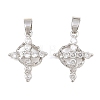 Brass Pave Clear Cubic Zirconia Pendants KK-CBA6A75-55B-P-1
