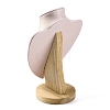 Bust Shaped Microfiber & Wood Jewelry Necklace & Earrings Display Stands NDIS-H042-01B-03-2