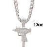 Hip Hop Zinc Alloy Full Crystal Rhinestone Gun Shaped Pendant Cuban Link Chain Necklaces for Women WGDAFA5-02-1