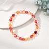 Natural Banded Agate Round Beaded Stretch Bracelets for Women BJEW-JB14071-2