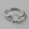 Rhodium Plated 925 Sterling Silver Adjustable Ring Findings FIND-WH0152-384-1
