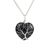 Natural Obsidian Heart Pendant Necklaces PW-WG58330-09-1