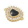 Brass Pave Clear Cubic Zirconia Connector Charms KK-A293-12G-03-2