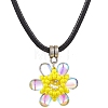 Glass Rhinestone & Glass Seed Beads Beaded Flower Pendant Necklaces NJEW-MZ00078-02-2