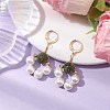 Shell Pearl & Taiwan Jade Leverback Earrings EJEW-JE05927-02-2