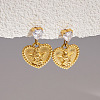 304 Stainless Steel Pave Clear Cubic Zirconia Stud Dangle Earrings WG47F59-01-1