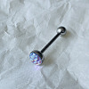 Gradient Color Flat Round Scale Stainless Steel Enamel Straight Barbell 15 Gauge Piercing Tongue Rings for Women Men WGF798A-35-1