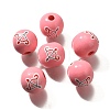 Valentine's Day Element Printed Wood Beads WOOD-R002-01-28-1