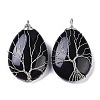 Natural Black Onyx(Dyed & Heated) Big Pendants KK-F868-30P-01-1