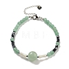 Natural Green Aventurine Round & Synthetic Non-magnetic Hematite & White Shell Beaded Bracelets for Women BJEW-K251-02H-2