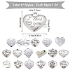 17Pcs Heart with Word 316 Surgical Stainless Steel Pendants STAS-SC0002-27P-2