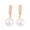 Rack Plating Brass Clear Cubic Zirconia ABS Pearl Earrings EJEW-S219-15G-01-1