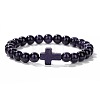 Synthetic Blue Goldstone Round Beads Stretch Bracelets YG0612-21-1