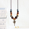Alloy Pendant Waxed Cord Necklaces FS-WGBC2DA-05-1