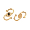 304 Stainless & Natural Obsidian S-Hook Clasps SA-CBA3073-02G-01-3
