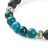Natural Chalcedony & Natural Lava Rock Round Beads Stretch Bracelet for Her BJEW-JB06920-6