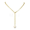 Adjustable Natural Baroque Keshi Pearl Tassel 304 Stainless Steel Cable Chain Lariat Necklaces for Women NJEW-JN06212-3