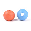 Spray Painted Natural Schima Wood Beads WOOD-N018-05-2